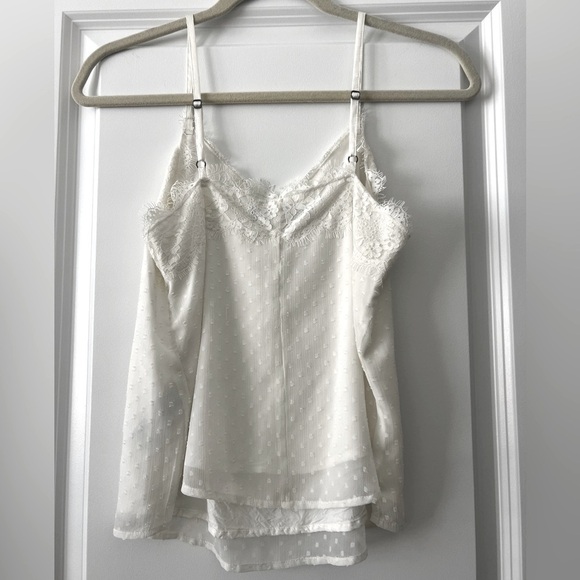 Abercrombie Swiss Dot Lace Trim Tank Top White Blouse Lingerie Y2K 90s Bridal - Picture 6 of 8
